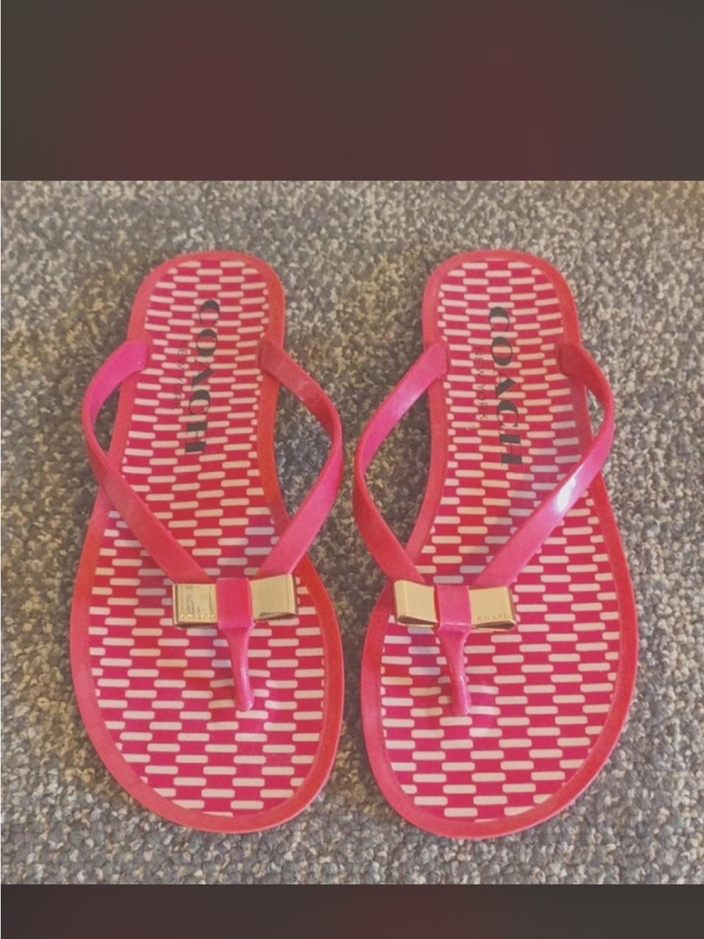 Coach Pink Signature Bow Jelly Flip Flop Sandals